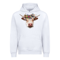 White hereford cow with floral headband Urban Hoodie - RanaPortraitStore