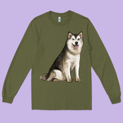 Alaskan Malamute Dog Long Sleeve Tee Designed By Lillyallendesigns
