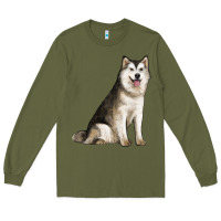 Army Green Alaskan Malamute Dog Long Sleeve Tee - LillyAllenDesigns