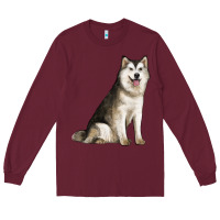Burgundy Alaskan Malamute Dog Long Sleeve Tee - LillyAllenDesigns