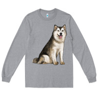 Heather Grey Alaskan Malamute Dog Long Sleeve Tee - LillyAllenDesigns