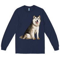 Navy Alaskan Malamute Dog Long Sleeve Tee - LillyAllenDesigns