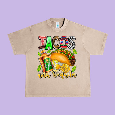 Tacos And Tequila Urban Heavy Tee Designed By Cowhidedigitalart