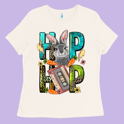 Western Hip Hop Bunny Easter Day Ladies Tee Designed By Lillyallendesigns