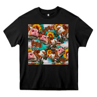 Black cow with aztec and sunflowers seamless pattern Heavy Core Tee - FaDigitalArtStudio