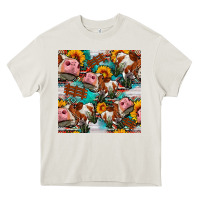 Cream cow with aztec and sunflowers seamless pattern Heavy Core Tee - FaDigitalArtStudio