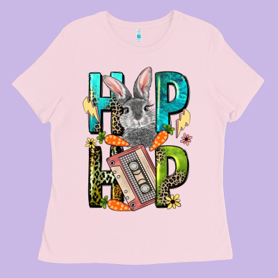 Western Hip Hop Bunny Easter Day Ladies Tee Designed By Lillyallendesigns