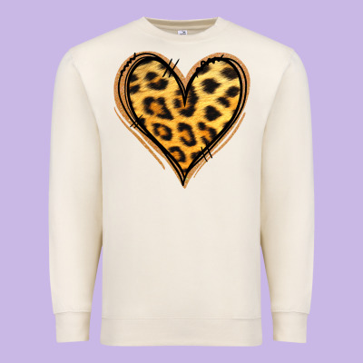 Gold Glitter Leopard Heart Premium Sweatshirt Designed By Jasminsmagicworld