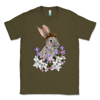 Army Green Easter Day Flowers bunny Classic Tee - OliviaCreatesArt
