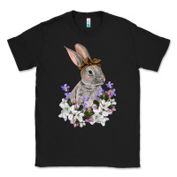 Black Easter Day Flowers bunny Classic Tee - OliviaCreatesArt