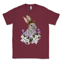 Burgundy Easter Day Flowers bunny Classic Tee - OliviaCreatesArt