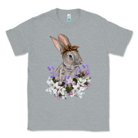 Heather Grey Easter Day Flowers bunny Classic Tee - OliviaCreatesArt