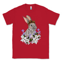 Red Easter Day Flowers bunny Classic Tee - OliviaCreatesArt