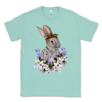 Seafoam Easter Day Flowers bunny Classic Tee - OliviaCreatesArt