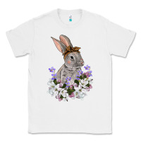White Easter Day Flowers bunny Classic Tee - OliviaCreatesArt