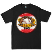 Black baseball with sunflower round earrings Premium Tee - BundleAndBundleShop