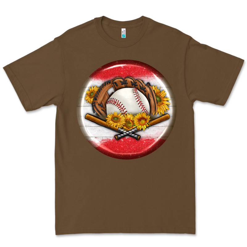 Baseball With Sunflower Round Earrings Premium Tee by BundleAndBundleShop | Teevron