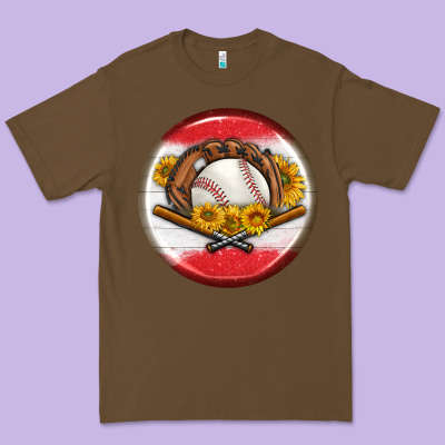 Baseball With Sunflower Round Earrings Premium Tee Designed By Bundleandbundleshop