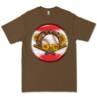 Cacao baseball with sunflower round earrings Premium Tee - BundleAndBundleShop