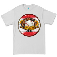 Dove Grey baseball with sunflower round earrings Premium Tee - BundleAndBundleShop
