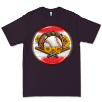 Plum baseball with sunflower round earrings Premium Tee - BundleAndBundleShop