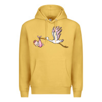 Antique Gold stork with baby girl Premium Hoodie - BarkalooDesign