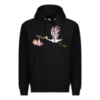 Black stork with baby girl Premium Hoodie - BarkalooDesign