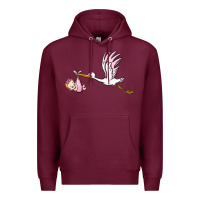 Burgundy stork with baby girl Premium Hoodie - BarkalooDesign