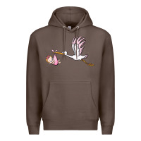 Coffee stork with baby girl Premium Hoodie - BarkalooDesign