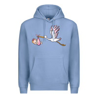 Colony Blue stork with baby girl Premium Hoodie - BarkalooDesign