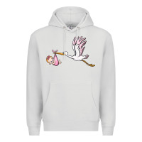 Dove Grey stork with baby girl Premium Hoodie - BarkalooDesign