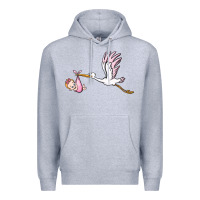 Heather Grey stork with baby girl Premium Hoodie - BarkalooDesign