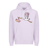 Lilac stork with baby girl Premium Hoodie - BarkalooDesign