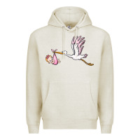Oatmeal Heather stork with baby girl Premium Hoodie - BarkalooDesign