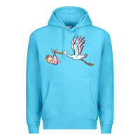 Ocean Blue stork with baby girl Premium Hoodie - BarkalooDesign