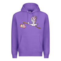 Purple stork with baby girl Premium Hoodie - BarkalooDesign