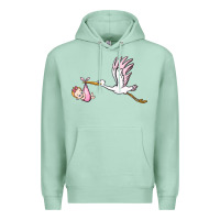 Seafoam stork with baby girl Premium Hoodie - BarkalooDesign