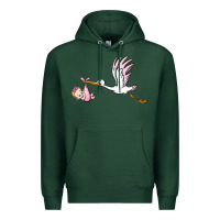 Sports Green stork with baby girl Premium Hoodie - BarkalooDesign