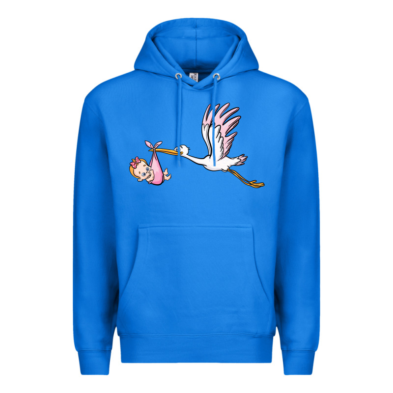 Stork With Baby Girl Premium Hoodie by BarkalooDesign | Teevron