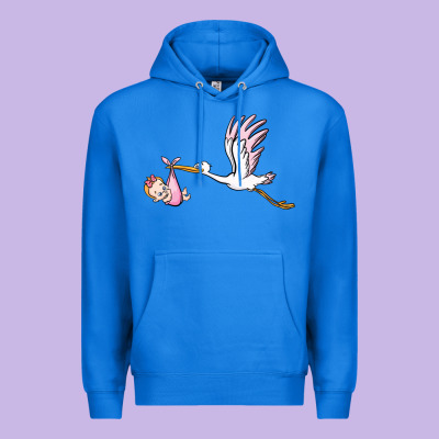 Stork With Baby Girl Premium Hoodie Designed By Barkaloodesign