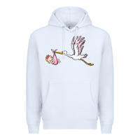 White stork with baby girl Premium Hoodie - BarkalooDesign
