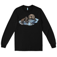 Black california sea otter Long Sleeve Tee - LillyAllenDesigns