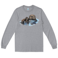 Heather Grey california sea otter Long Sleeve Tee - LillyAllenDesigns