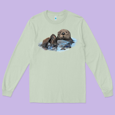 California Sea Otter Long Sleeve Tee Designed By Lillyallendesigns