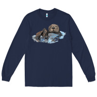 Navy california sea otter Long Sleeve Tee - LillyAllenDesigns