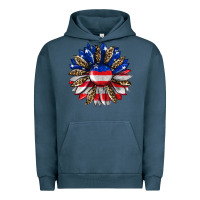 Pigment Midnight Navy american flag leopard Urban Hoodie - RanaPortraitStore