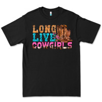 Black Western Long Live Cowgirls With Roses Premium Tee - BundleAndBundleShop