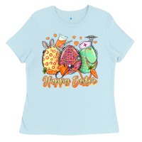 Baby Blue Happy Easter Eggs Nurse Ladies Tee - LillyAllenDesigns