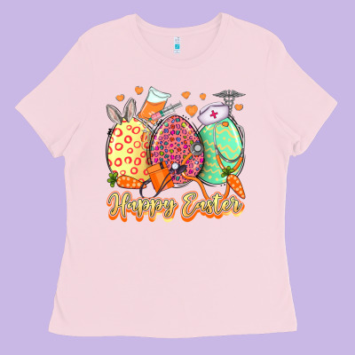 Happy Easter Eggs Nurse Ladies Tee Designed By Lillyallendesigns