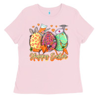 Bubblegum Pink Happy Easter Eggs Nurse Ladies Tee - LillyAllenDesigns